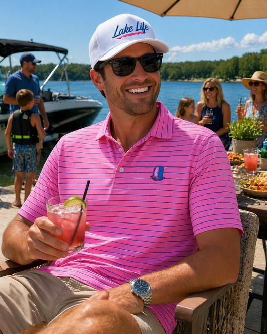 Top Hat Polo - Pink Stripe